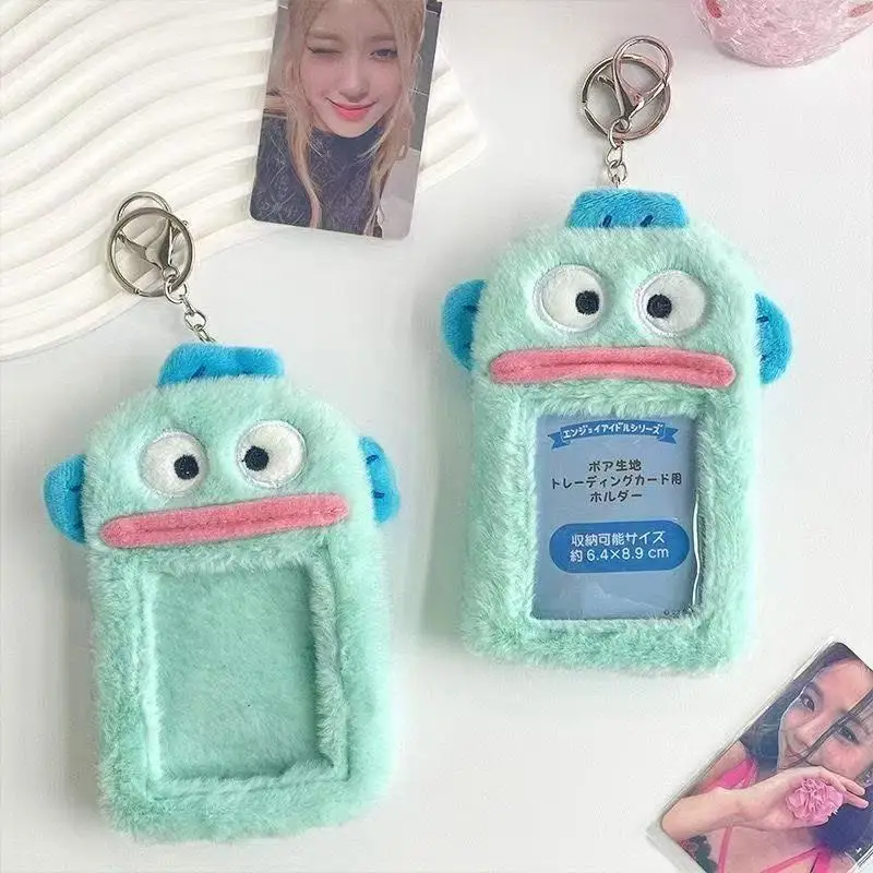 AliExpress Kawaii Piano Pink Plush Card Sleeve Hangyodon Cartoon Student Campus Card Holder Star Photo Storage Bag Backpack Pendant, view 3