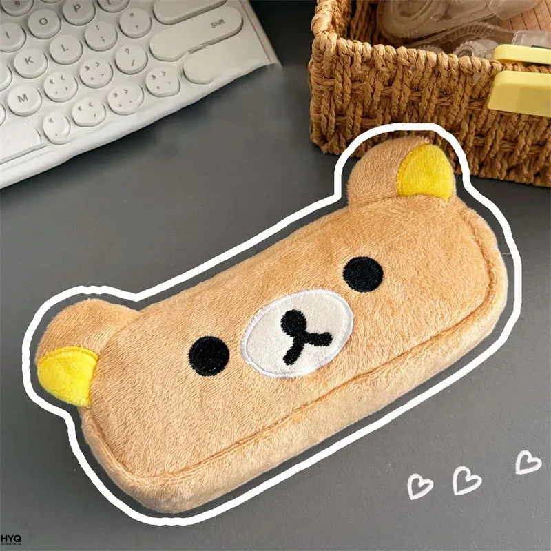 AliExpress Kawaii Rilakkuma Pencil Cases For Kids Girls Cute Cartoon Bear Pencil Pouch Organizer Pen Bag School Stationeries Gifts Ins Hot, view 2