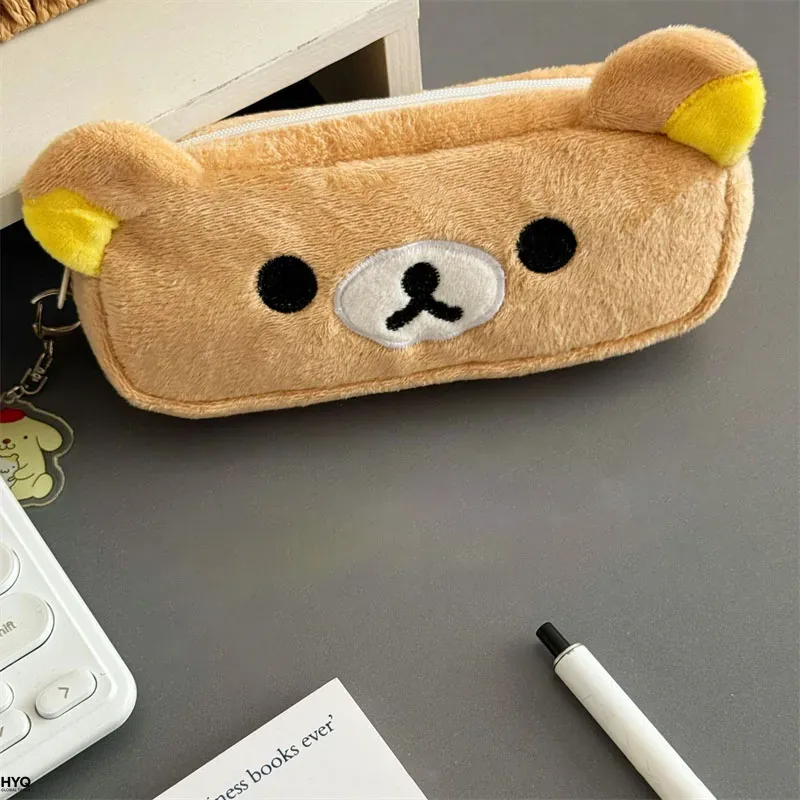 AliExpress Kawaii Rilakkuma Pencil Cases For Kids Girls Cute Cartoon Bear Pencil Pouch Organizer Pen Bag School Stationeries Gifts Ins Hot, view 5