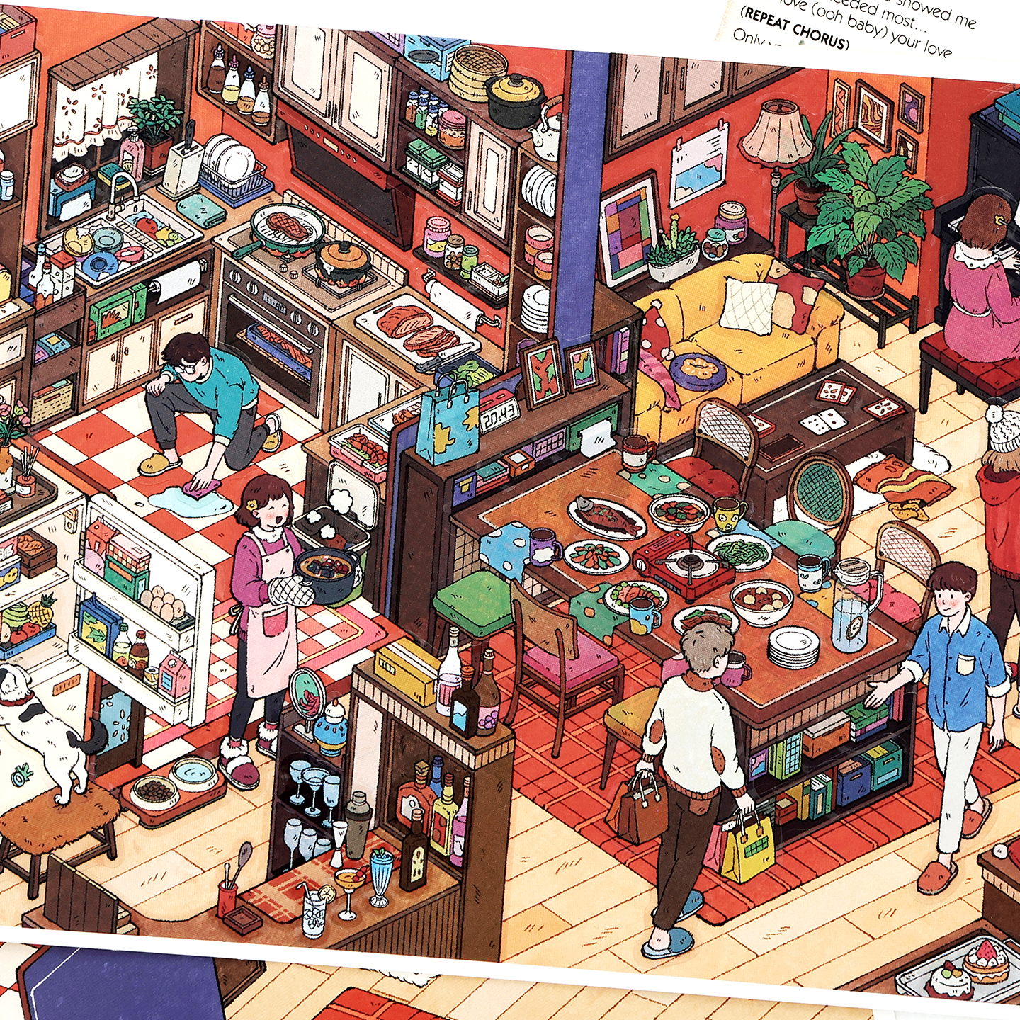 AliExpress Kawaii Stay-at-Home Diary 3D family gathering Landscape Sticker  DIY Pocket Cabin Scene festival gift, view 2