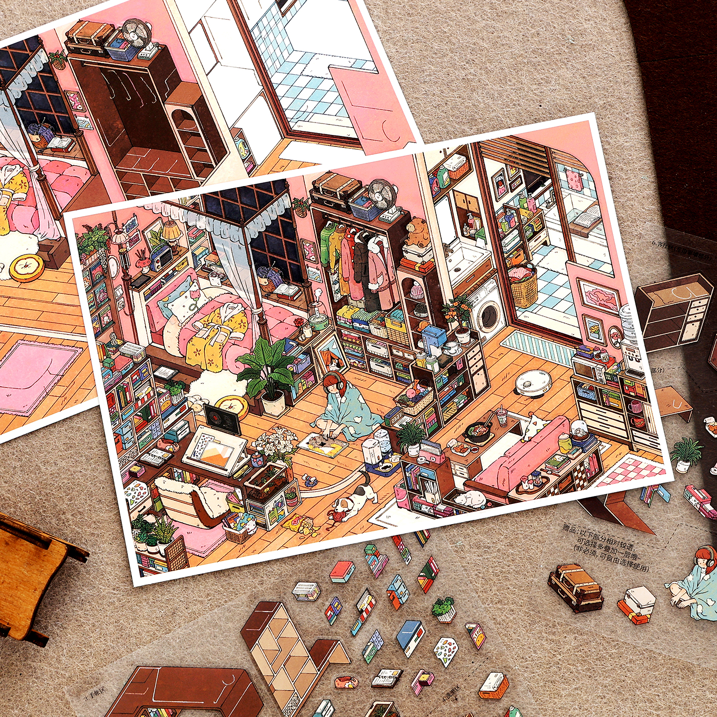 AliExpress Kawaii Stay-at-Home Diary 3D family gathering Landscape Sticker  DIY Pocket Cabin Scene festival gift, view 4