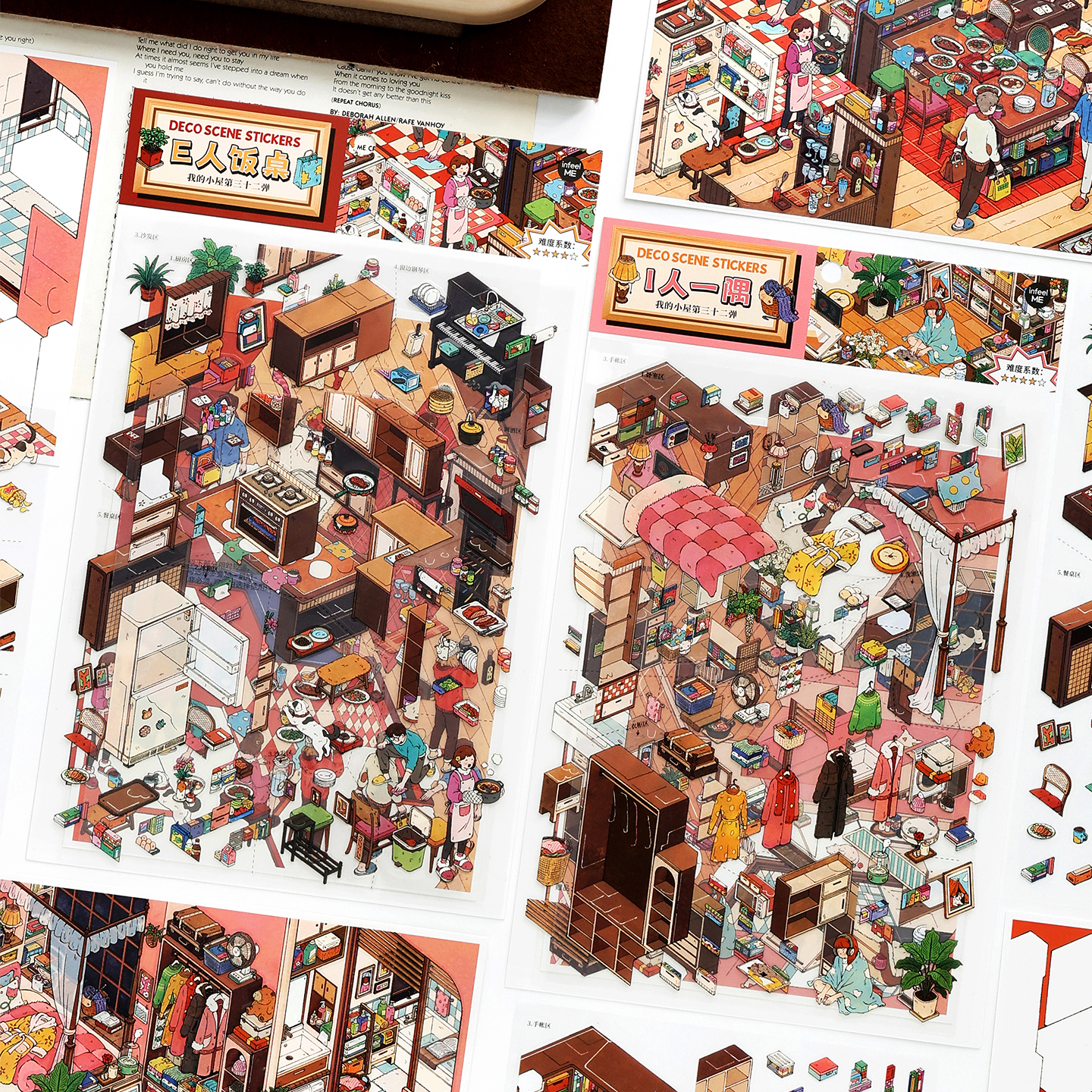 AliExpress Kawaii Stay-at-Home Diary 3D family gathering Landscape Sticker  DIY Pocket Cabin Scene festival gift, view 6