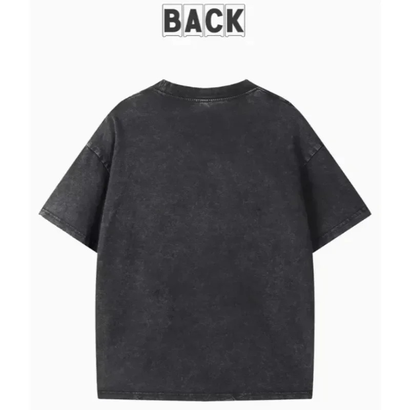 AliExpress Kawaii Vintage Washed Black Cat Print T-Shirt Korean Style Casual Streetwear Oversized Cotton Tee for Women and Man, view 3