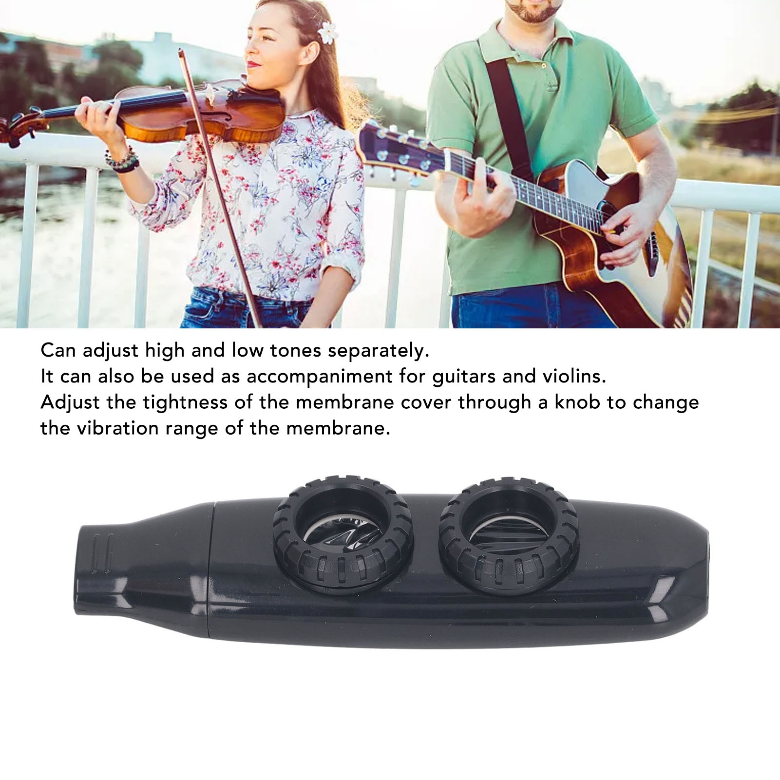 AliExpress Kazoo Flute with Diaphragm Kazoo Flute Dual Hole Flute Adjustable Musical Wind Instrument With Diaphragm For Playing Performance, view 2