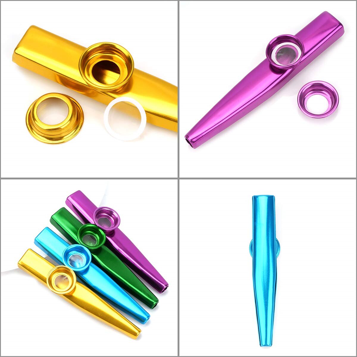 AliExpress Kazoo Silver Aluminum Alloy with Membrane Flute Diaphragm Mouth Kazoos Musical Instruments, view 3