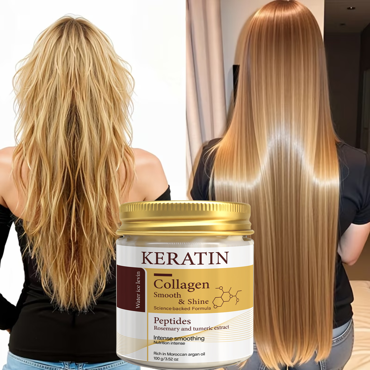 AliExpress Keratin Collagen Hair Mask with Peptides & Rosemary - Intense Smoothing & Shine for All Hair Types - Deep Conditioning Treatment