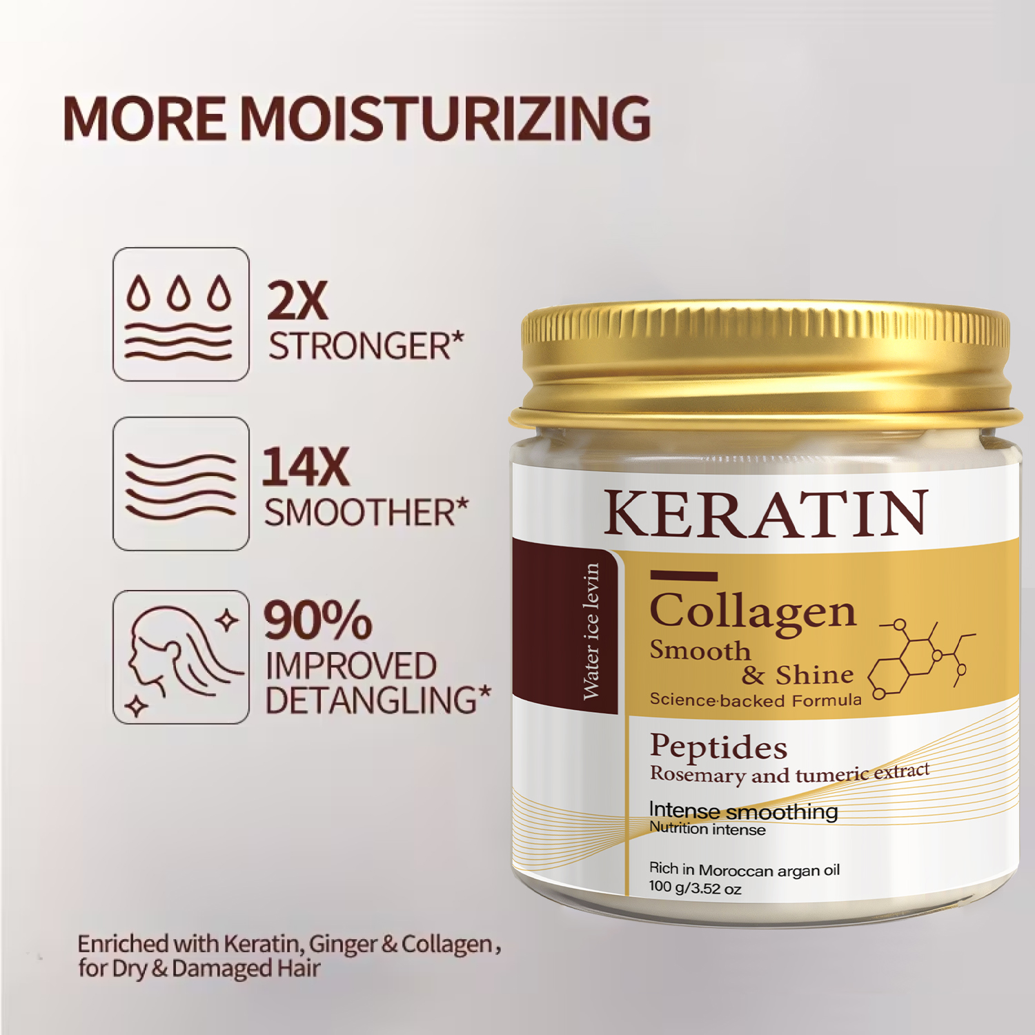 AliExpress Keratin Collagen Hair Mask with Peptides & Rosemary - Intense Smoothing & Shine for All Hair Types - Deep Conditioning Treatment, view 3