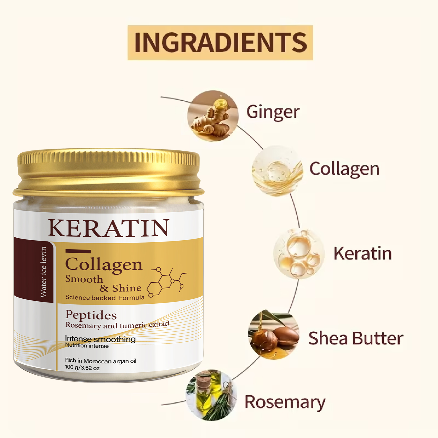 AliExpress Keratin Collagen Hair Mask with Peptides & Rosemary - Intense Smoothing & Shine for All Hair Types - Deep Conditioning Treatment, view 5