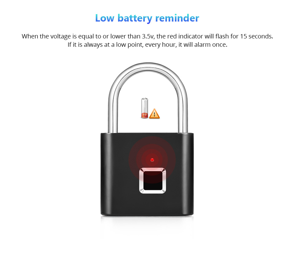 AliExpress KERUI Smart Fingerprint Padlock Waterproof Fingerprint Keyless Door Lock Type C Rechargeable Security Padlock for House, view 3