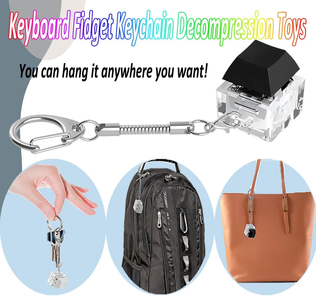 AliExpress Keyboard Fidget Toys, Keyboard Fidget Keychain Decompression Toys Keyjcap Clicker Fidget Toy Stress Relief Fingertip Gadget, view 3