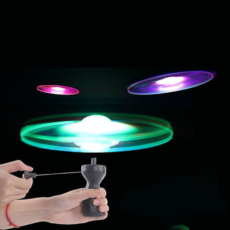 AliExpress Kid Sports Pull Line Saucer Toys Children Outdoor Fun Rotating Flying Toy LED Light Processing Flash Flying Toy for Parks Beach