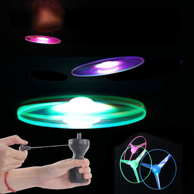 AliExpress Kid Sports Pull Line Saucer Toys Children Outdoor Fun Rotating Flying Toy LED Light Processing Flash Flying Toy for Parks Beach, view 5