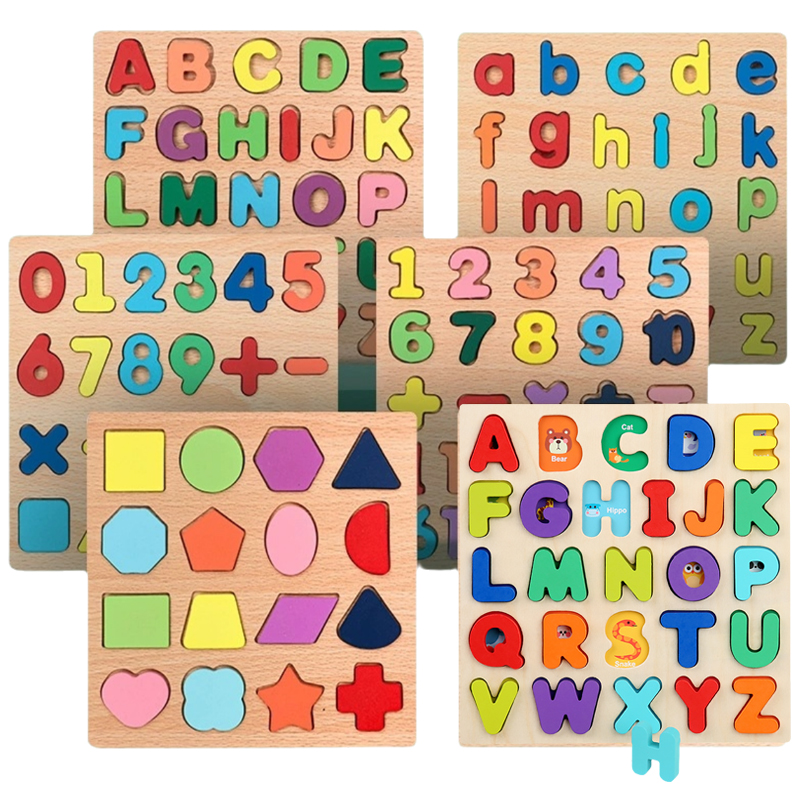 AliExpress Kids Alphabetic Arithmetic Number Geometric Shapes Wooden Puzzle Montessori Preschool Learning Educational Game Toy for Children