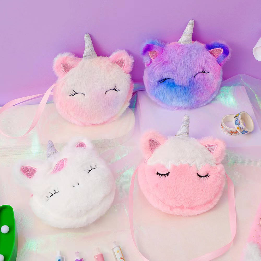 AliExpress Kids Fashion Plush Shoulder Bag Cute Cartoon Unicorn Wallet Girls Handbag Baby Accessories