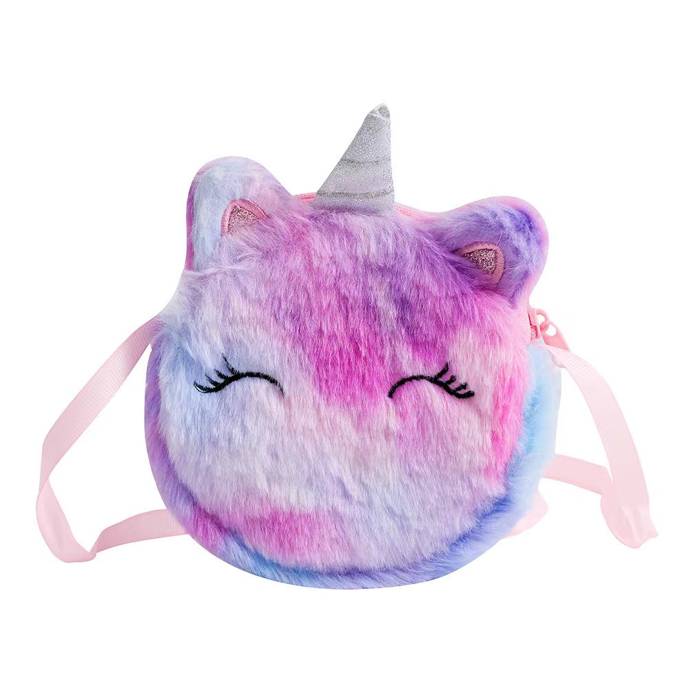 AliExpress Kids Fashion Plush Shoulder Bag Cute Cartoon Unicorn Wallet Girls Handbag Baby Accessories, view 2