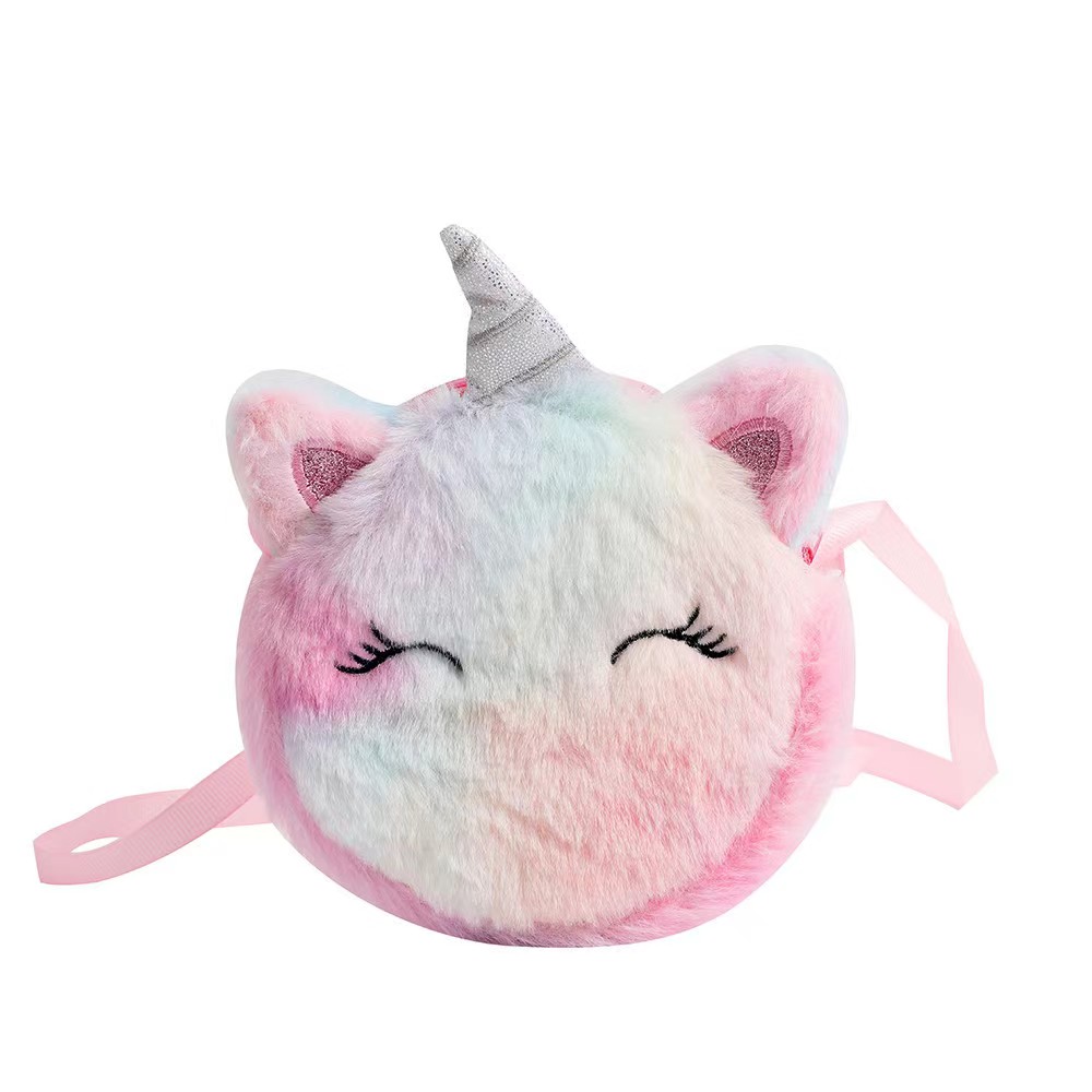 AliExpress Kids Fashion Plush Shoulder Bag Cute Cartoon Unicorn Wallet Girls Handbag Baby Accessories, view 3