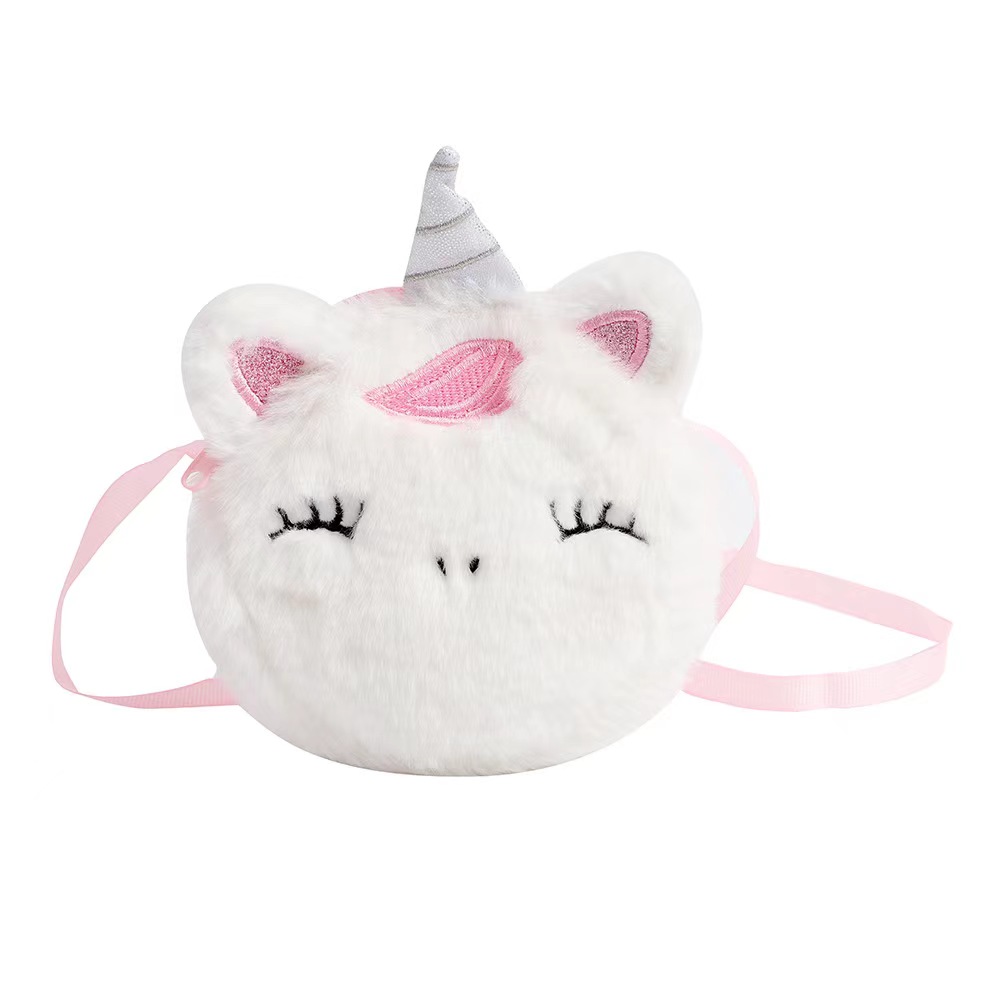 AliExpress Kids Fashion Plush Shoulder Bag Cute Cartoon Unicorn Wallet Girls Handbag Baby Accessories, view 4