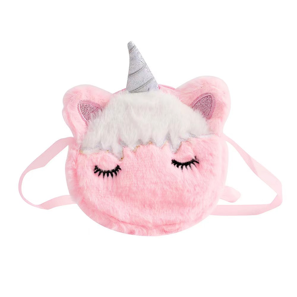 AliExpress Kids Fashion Plush Shoulder Bag Cute Cartoon Unicorn Wallet Girls Handbag Baby Accessories, view 5