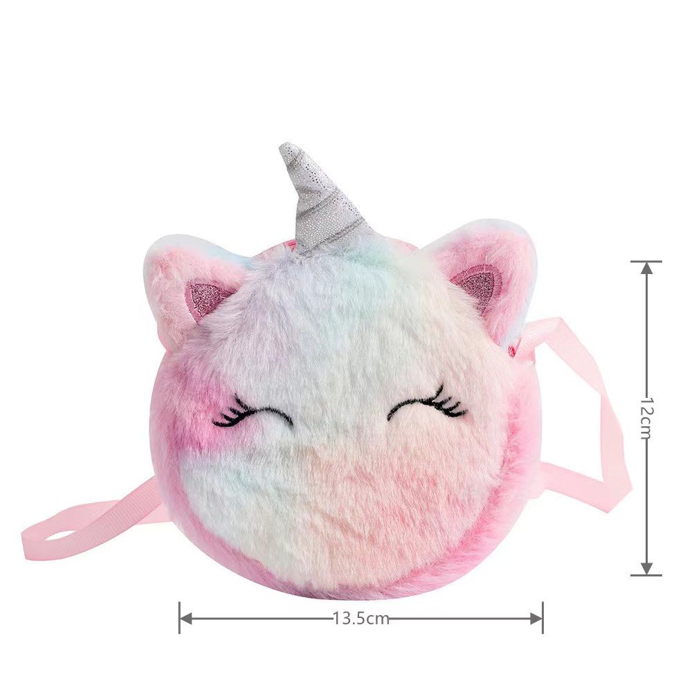 AliExpress Kids Fashion Plush Shoulder Bag Cute Cartoon Unicorn Wallet Girls Handbag Baby Accessories, view 6
