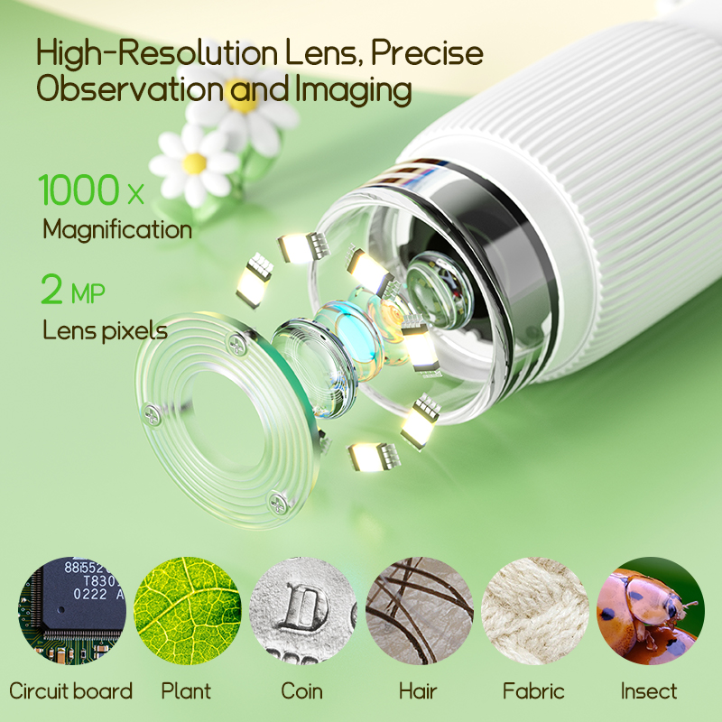AliExpress Kids Microscope 1000x Magnifier Microscope 200 Megapixels With LED Photo Video Function Educational Toys Science For Children, view 3