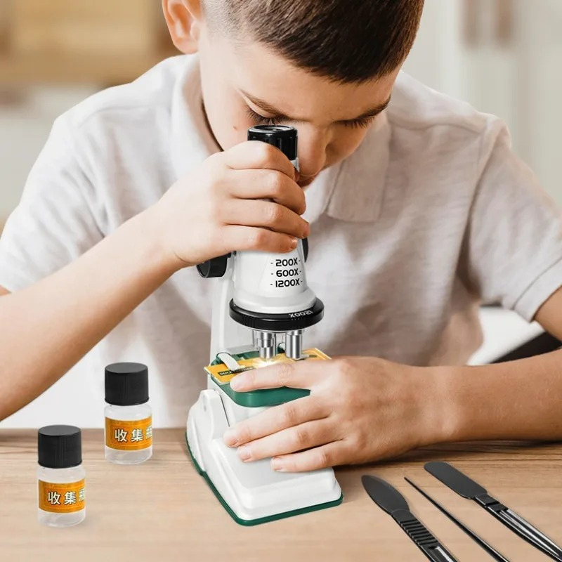 AliExpress Kids Microscope Kit 200x 600x 1200x Biological Science Stem Toy Hand Loupe School Educational Pocket Microscope with LED Light, view 4
