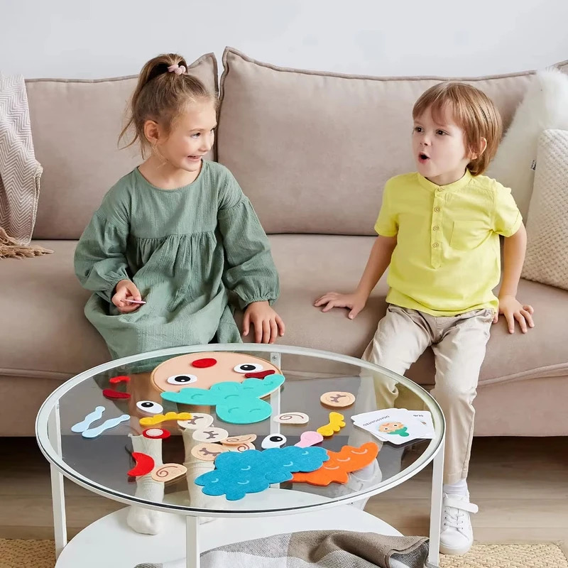 AliExpress Kids Montessori Facial Expression Game Emotional Change Toys With 9pcs Cards Preschool Learning Educational Toys, view 4
