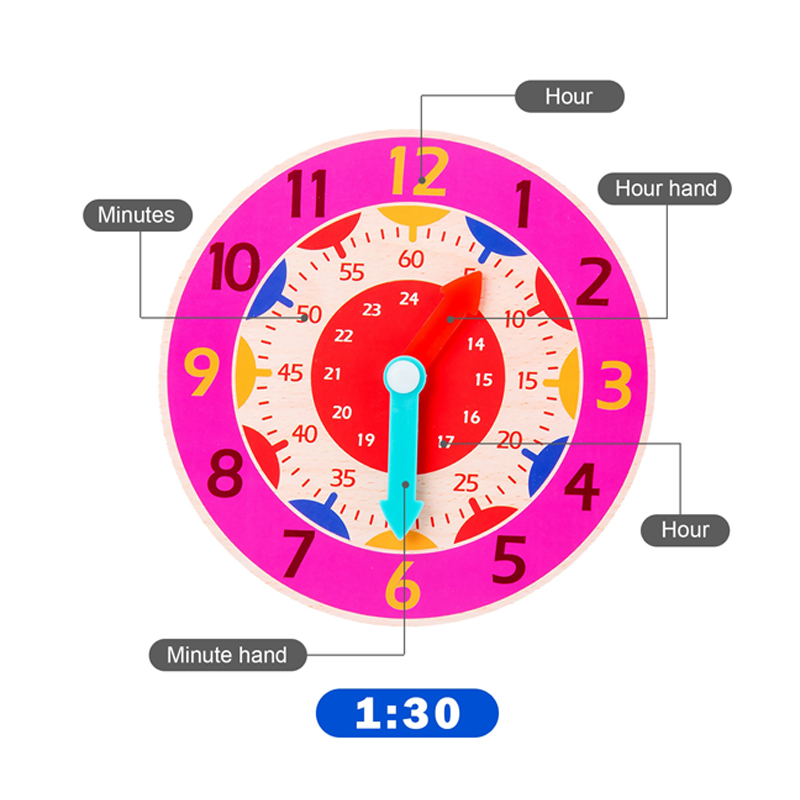 AliExpress Kids Montessori Wooden Clock Toys Time Learning Teaching Aids Educational Toys For Children Primary School Clever Board Toy, view 4