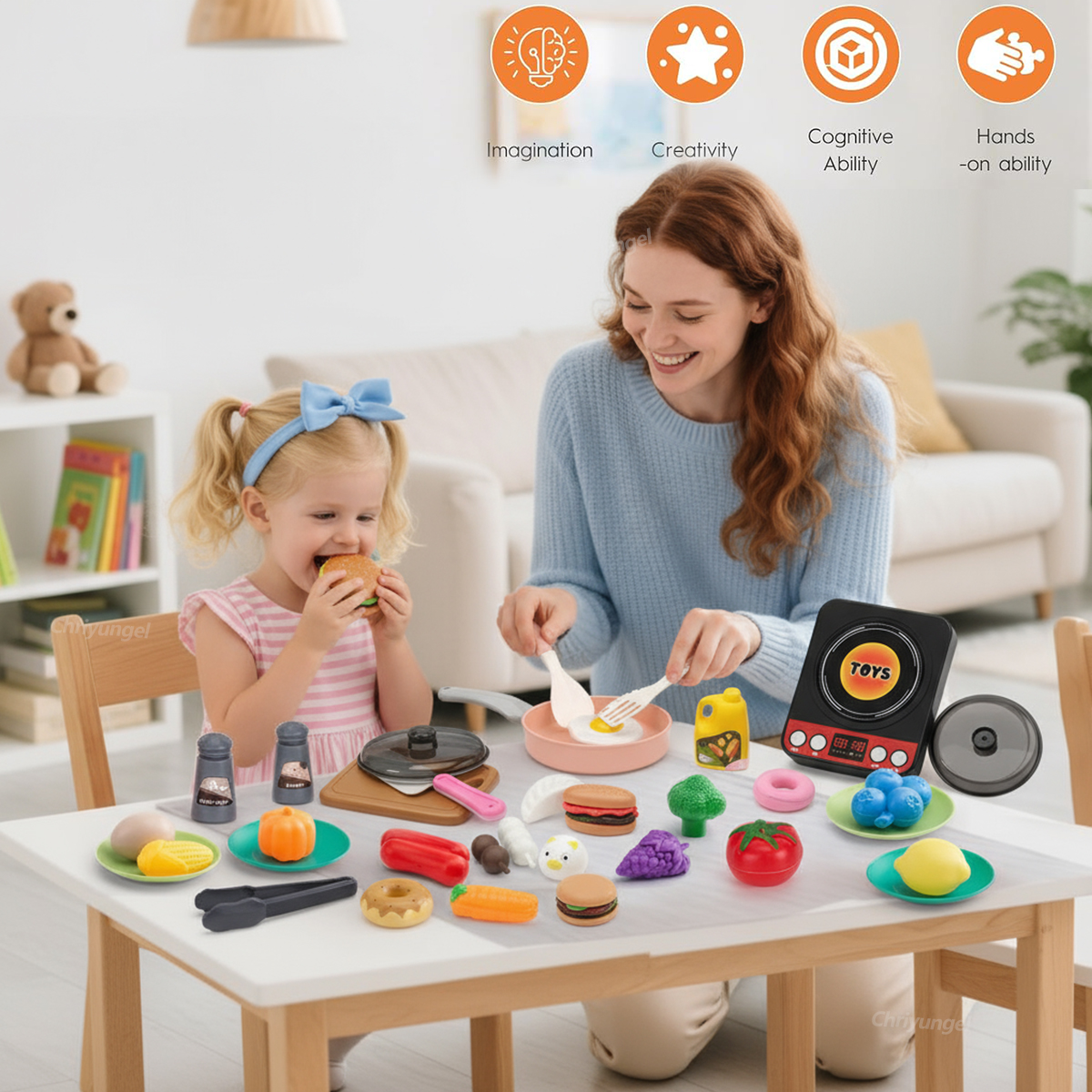 AliExpress Kids Play Kitchen Toys Set Mini 92/69/59 PCS Pretend Cooking Food with Pots Pans Utensils for Toddlers Girls Boys Children Gift, view 2