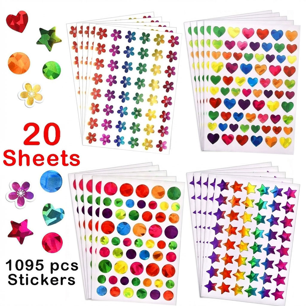 AliExpress Kids Reward Sticker Stars Flowers Hearts Dots Sparkly Holographic Stickers Behavior Chart School Student Supplies DIY Decoration