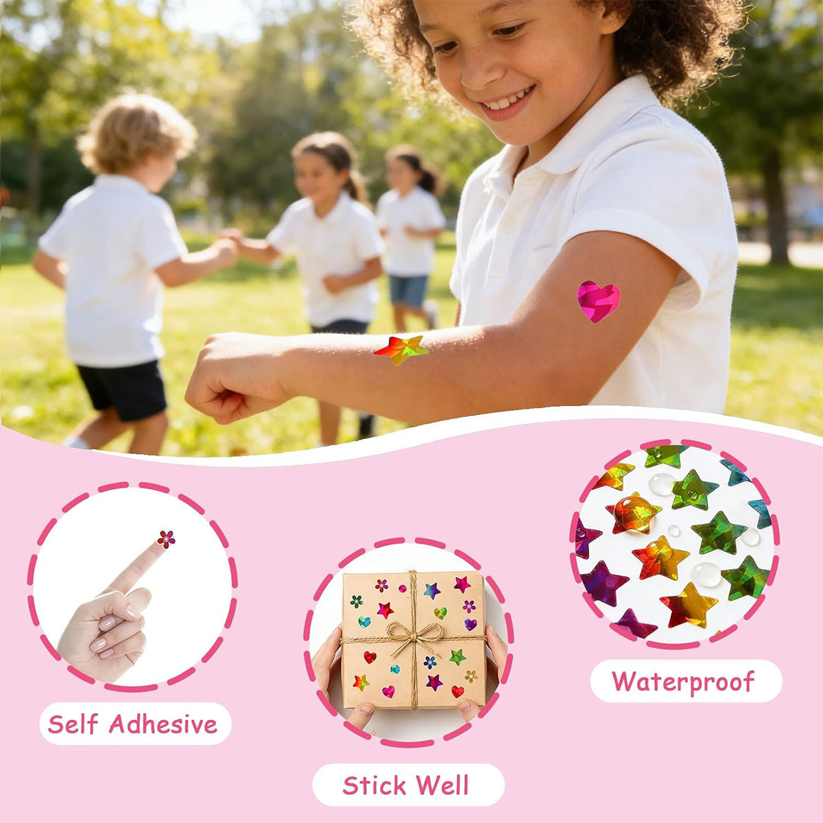 AliExpress Kids Reward Sticker Stars Flowers Hearts Dots Sparkly Holographic Stickers Behavior Chart School Student Supplies DIY Decoration, view 4
