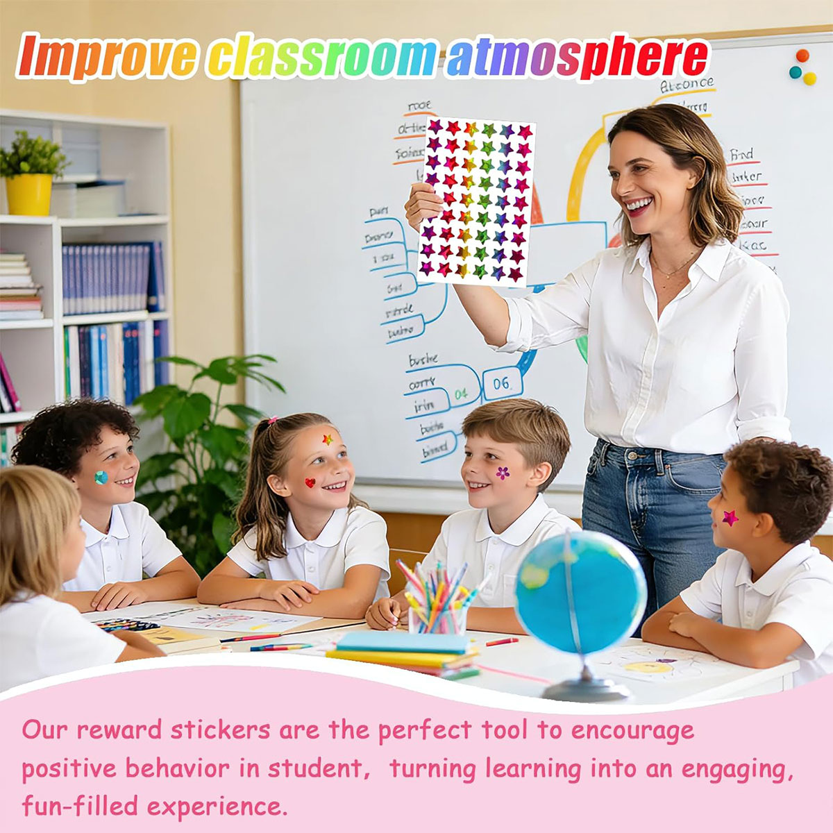 AliExpress Kids Reward Sticker Stars Flowers Hearts Dots Sparkly Holographic Stickers Behavior Chart School Student Supplies DIY Decoration, view 5
