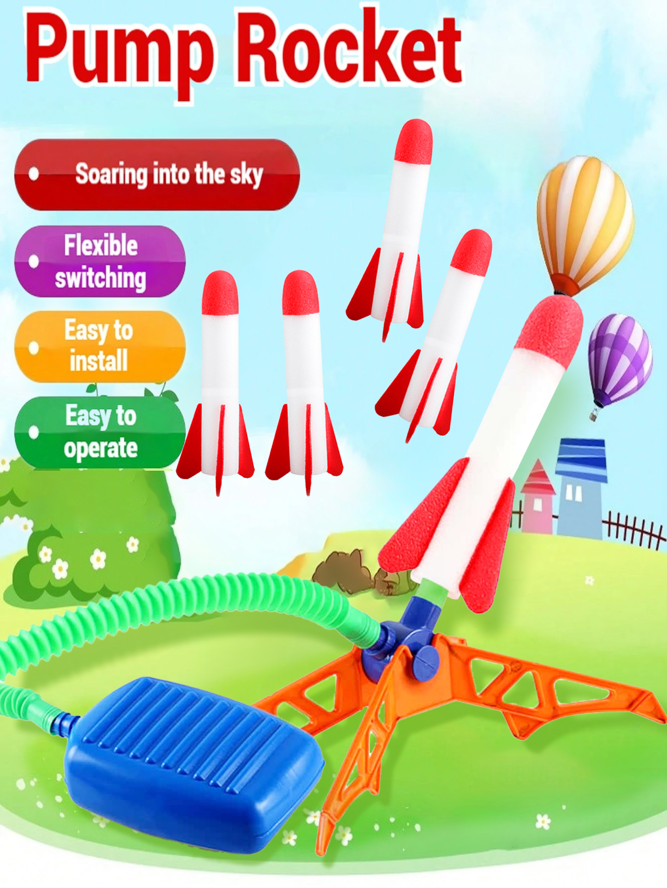 AliExpress Kids' Rocket Pedal Launcher, Outdoor Rocket Flying Toy, Children's Jumping Sports Toy (Separate Accessory Packs for Purchase)