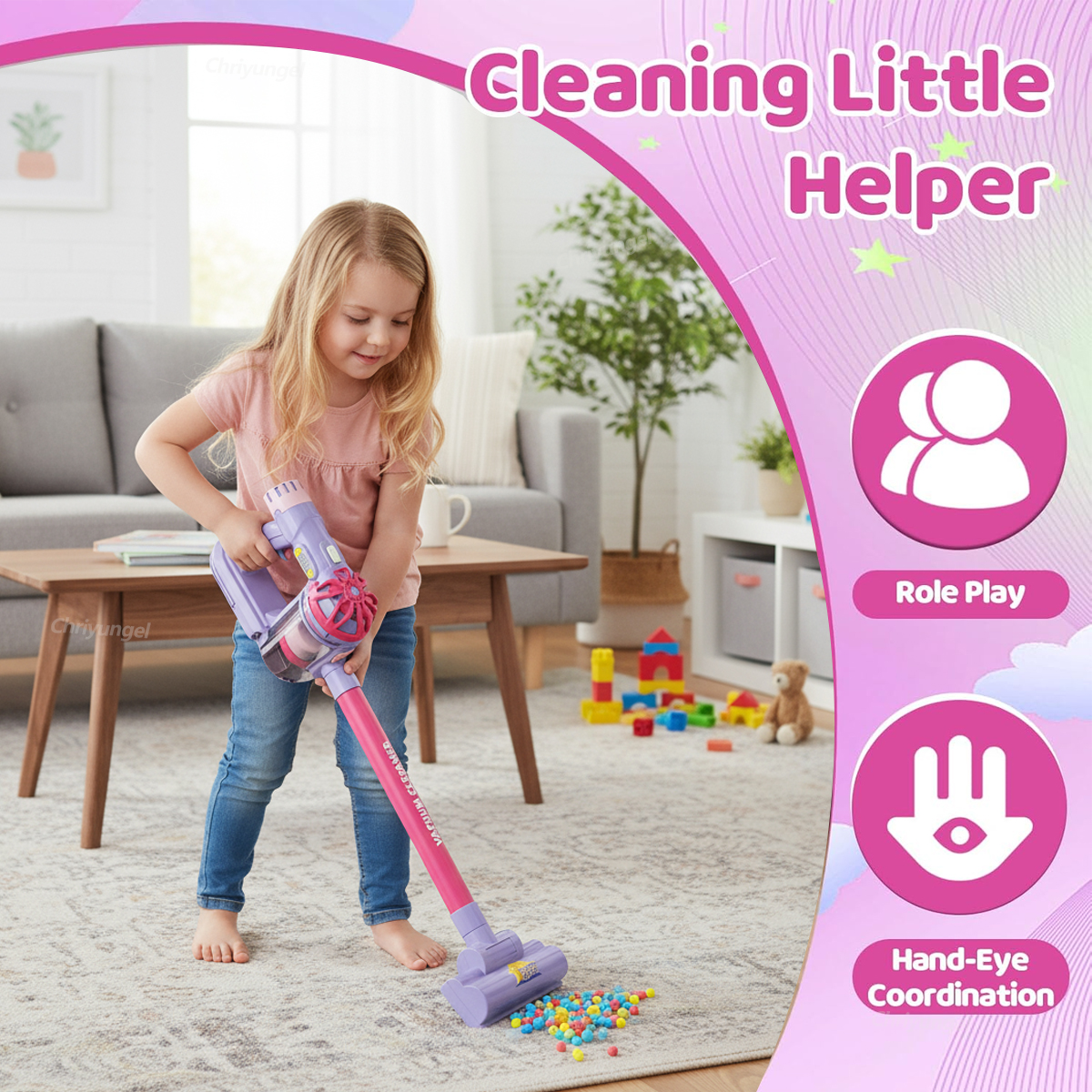 AliExpress Kids Simulation Electric Vacuum Cleaner Cleaning Set for Toddlers Role Play Housekeeping Educational Toys Girl Boy Gifts, view 3