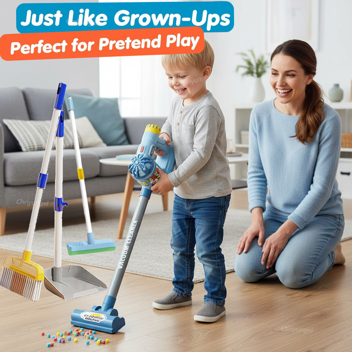 AliExpress Kids Simulation Electric Vacuum Cleaner Toy Set Housekeeping Role Play Educational Toys for Toddlers Perfect Gift for Girls Boys, view 2