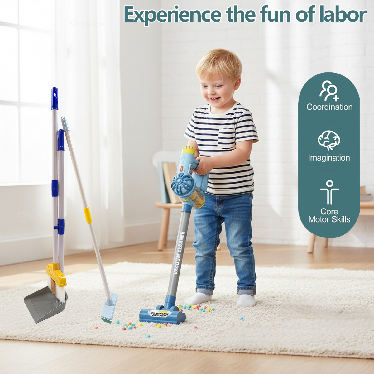 AliExpress Kids Simulation Electric Vacuum Cleaner Toy Set Housekeeping Role Play Educational Toys for Toddlers Perfect Gift for Girls Boys, view 4