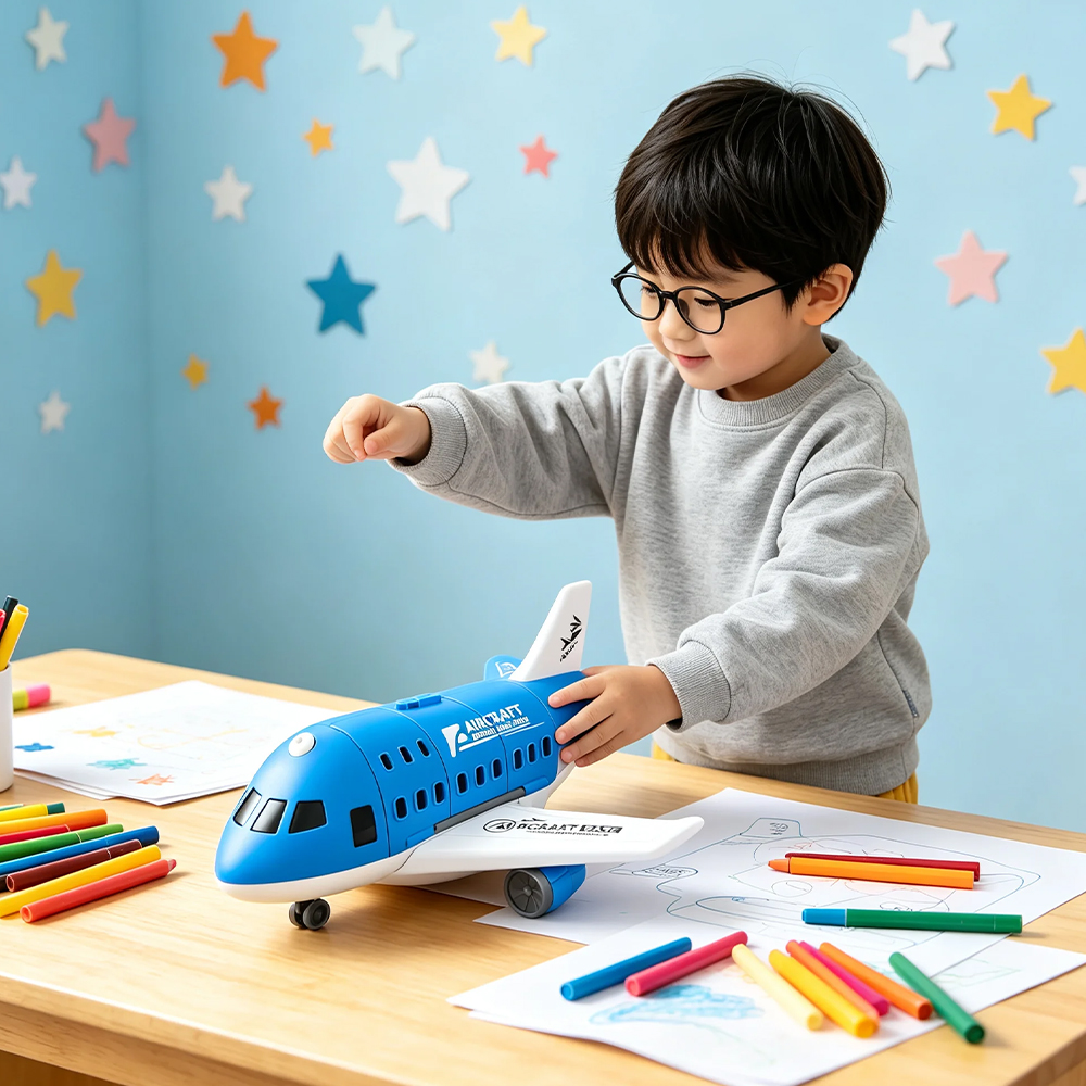 AliExpress Kids Toy Plane Foldable Storage Passenger Plane Model Helicopter Inertia Car Track Vehicle, view 2