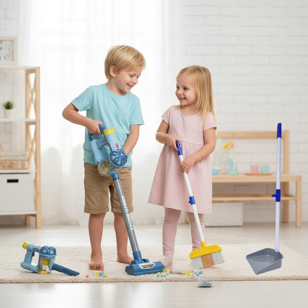 AliExpress Kids Vacuum Cleaner Toy Electric Realistic Pretend Play Housekeeping Cleaning Set for Toddlers Educational Gift for Boys Girls, view 2