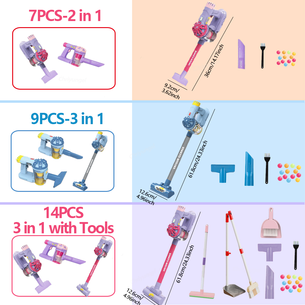 AliExpress Kids Vacuum Cleaner Toy Electric Realistic Pretend Play Housekeeping Cleaning Set for Toddlers Educational Gift for Boys Girls, view 6