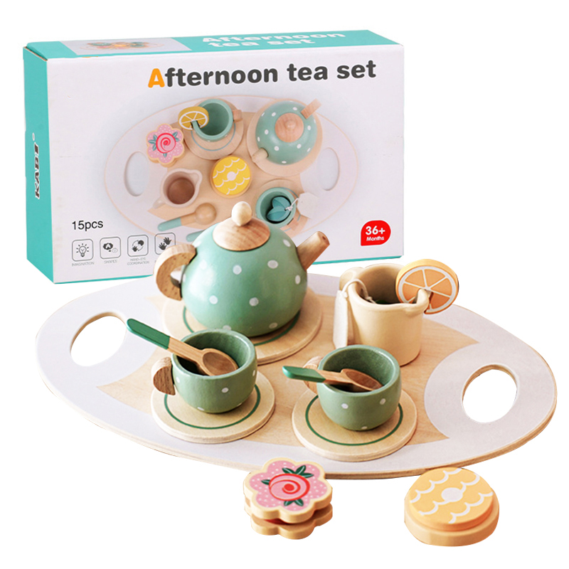 AliExpress Kids Wooden Tea Set Play House Pretend Make Tea Play With Teapot Teacup Afternoon Snack Role Playing Toys Boys Girls Gift