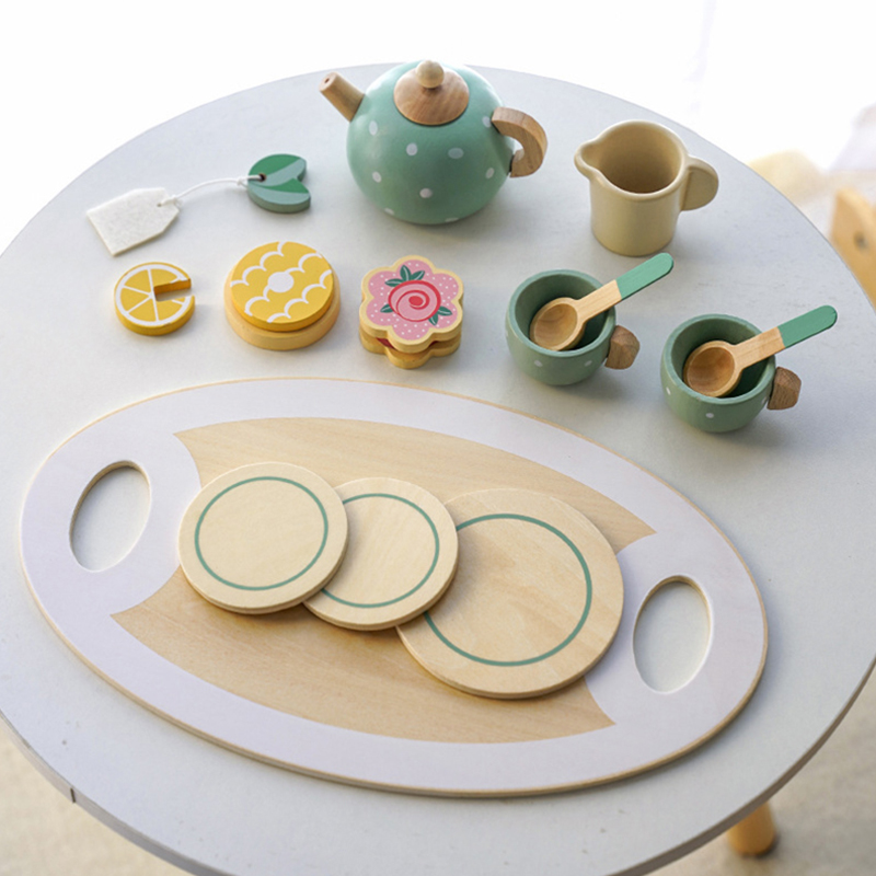 AliExpress Kids Wooden Tea Set Play House Pretend Make Tea Play With Teapot Teacup Afternoon Snack Role Playing Toys Boys Girls Gift, view 4