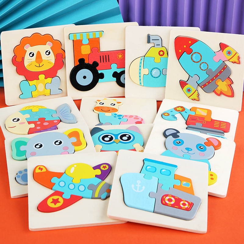 AliExpress Kids Wooden Toys 3D Wood Puzzle Cartoon Animals Cognitive Jigsaw Puzzle Early Learning Educational Toys For Children Gift, view 3