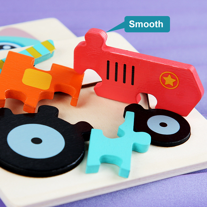 AliExpress Kids Wooden Toys 3D Wood Puzzle Cartoon Animals Cognitive Jigsaw Puzzle Early Learning Educational Toys For Children Gift, view 4