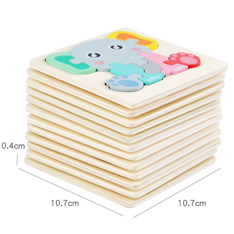 AliExpress Kids Wooden Toys 3D Wood Puzzle Cartoon Animals Cognitive Jigsaw Puzzle Early Learning Educational Toys For Children Gift, view 5