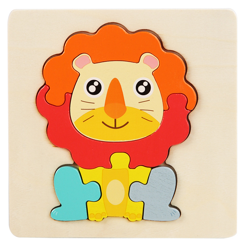 AliExpress Kids Wooden Toys 3D Wood Puzzle Cartoon Animals Cognitive Jigsaw Puzzle Early Learning Educational Toys For Children Gift, view 6