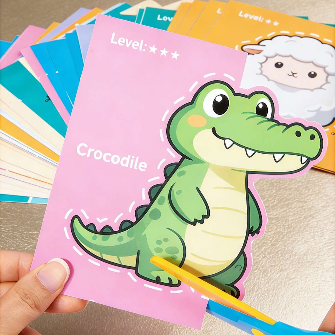 AliExpress Kindergarten Specific Fun Paper Cutting Se Cartoon Patterns, Safe Rebound Scissors Train Hands-On Ability Brainpower Toddlers, view 2