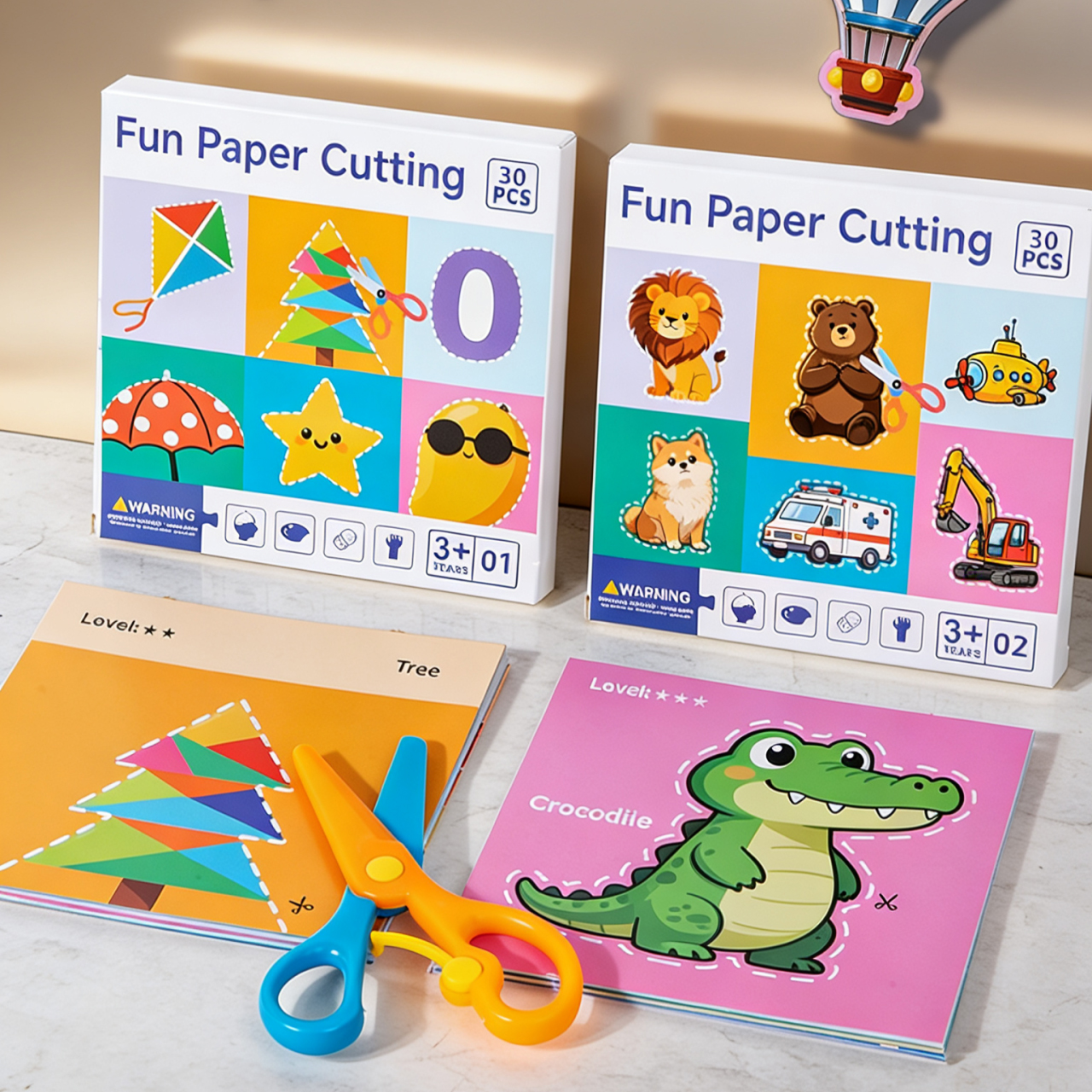 AliExpress Kindergarten Specific Fun Paper Cutting Se Cartoon Patterns, Safe Rebound Scissors Train Hands-On Ability Brainpower Toddlers, view 5