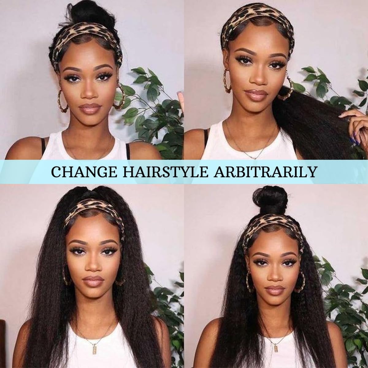 AliExpress Kinky Straight Headband Wigs 22inch for Black Women Kinky Wigs with Headband Glueless None Lace Front Synthetic Yaki Headband Wi, view 4