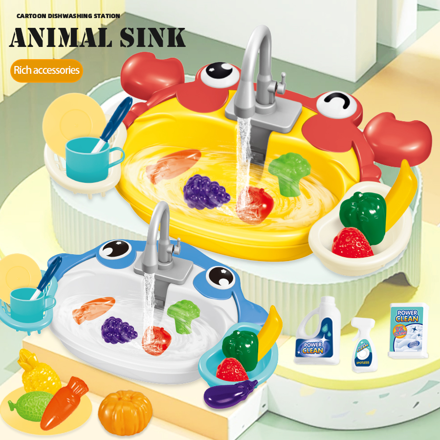 AliExpress Kitchen Dishwasher Playing Toys, Electric Play Kitchen Sink Simulated Kitchen Accessories Foods Fork Cup Gifts for Boys Girls