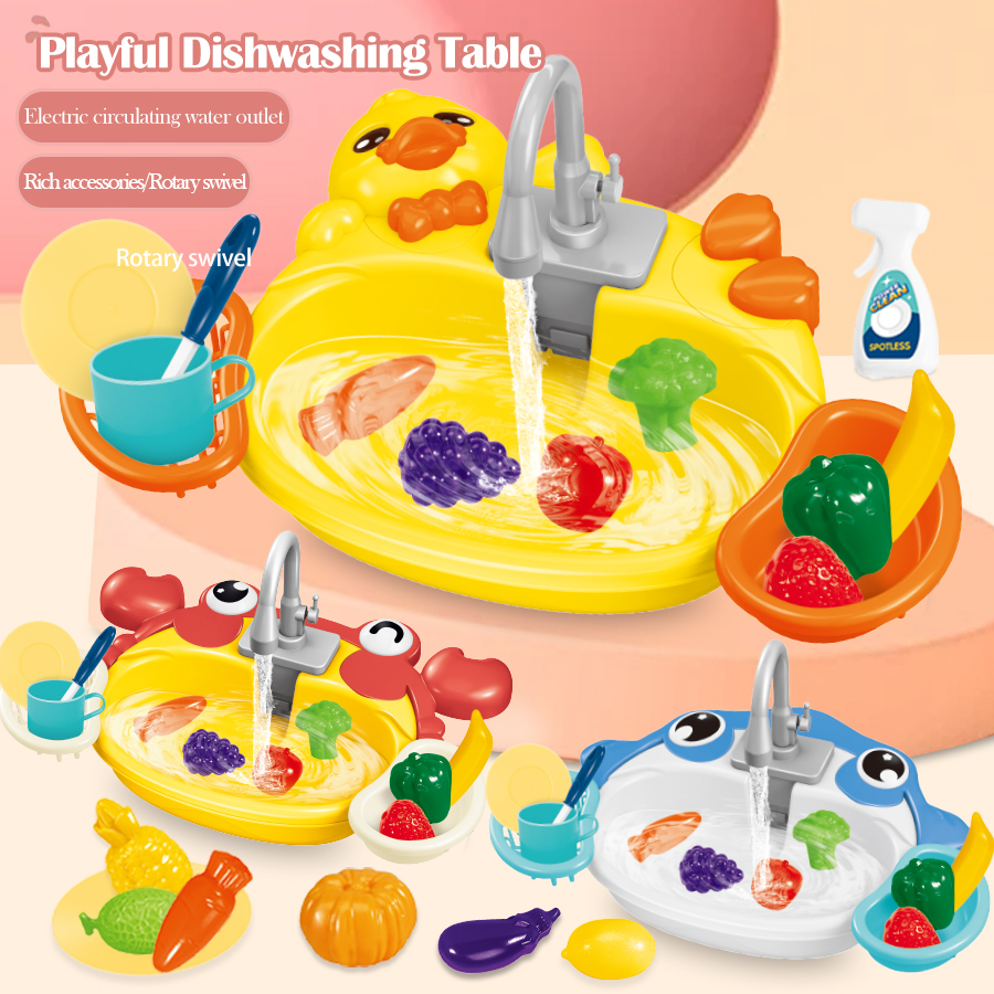 AliExpress Kitchen Dishwasher Playing Toys, Electric Play Kitchen Sink Simulated Kitchen Accessories Foods Fork Cup Gifts for Boys Girls, view 2