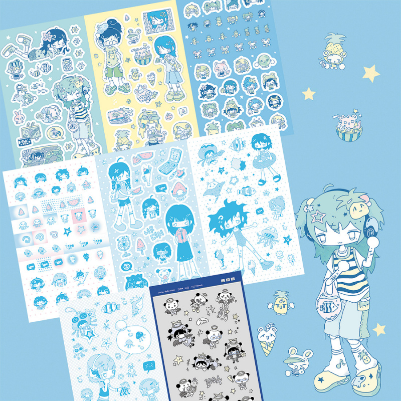 AliExpress Korea Cute Summer Retro Girl Character Stickers Hand Account Phone Case Notebook Diary Planner Scrapbook DIY Decorative Stickers